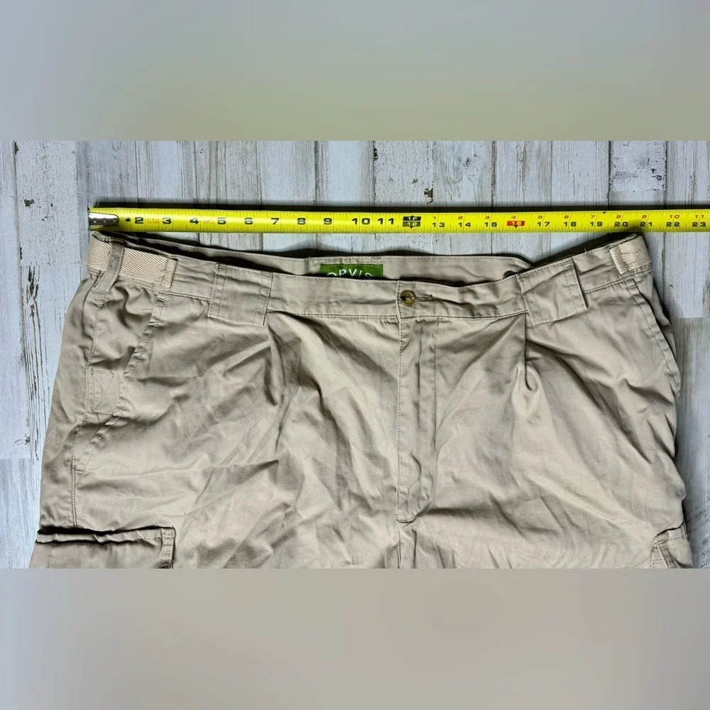 Orvis Pants 42 Men Beige Cargo Zip Front Adjustable Waist Straight Pockets - Picture 5 of 11